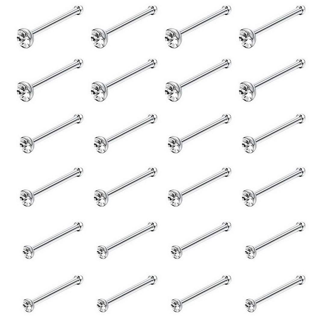 Eubell 60pcs/pack Unisex Fashion Geometric Rhinestone Nose Stud Nose Decoration Accessories