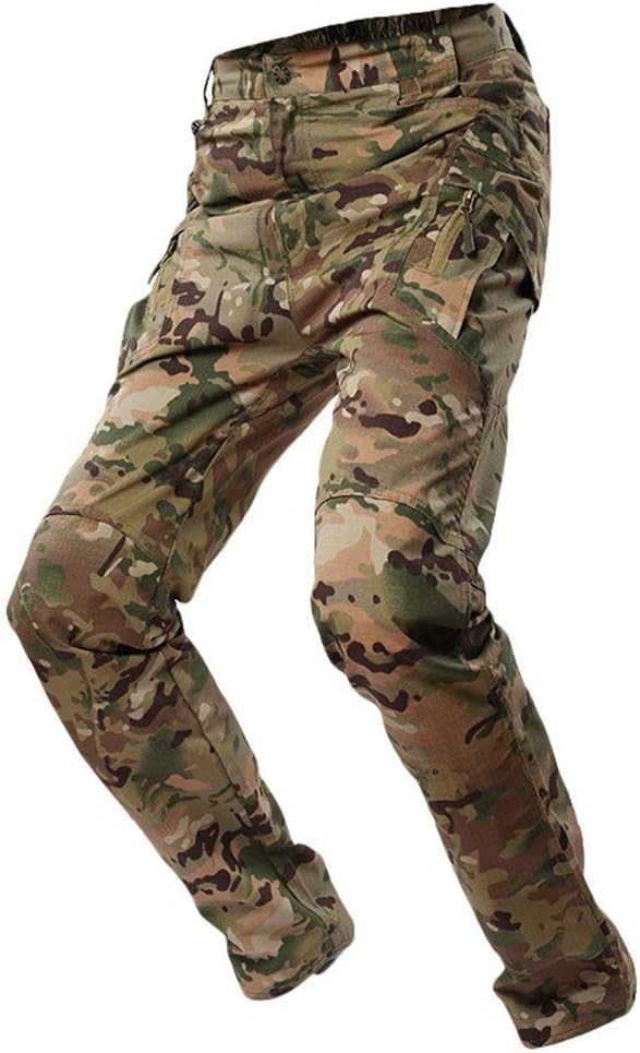 Emmay Men's Outdoor Camouflage Cargo Pants Multi Windproof Resistant Breathable Scratch Pockets Tactical Essential Combat Hiking Trekking Camping Camouflage Work Pants