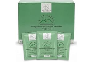 STAY FRESH (60 Flushable Wipes to-Go) - PH Balanced, Travel sized, Unscented with Aloe, Chamomile and Rose extract.