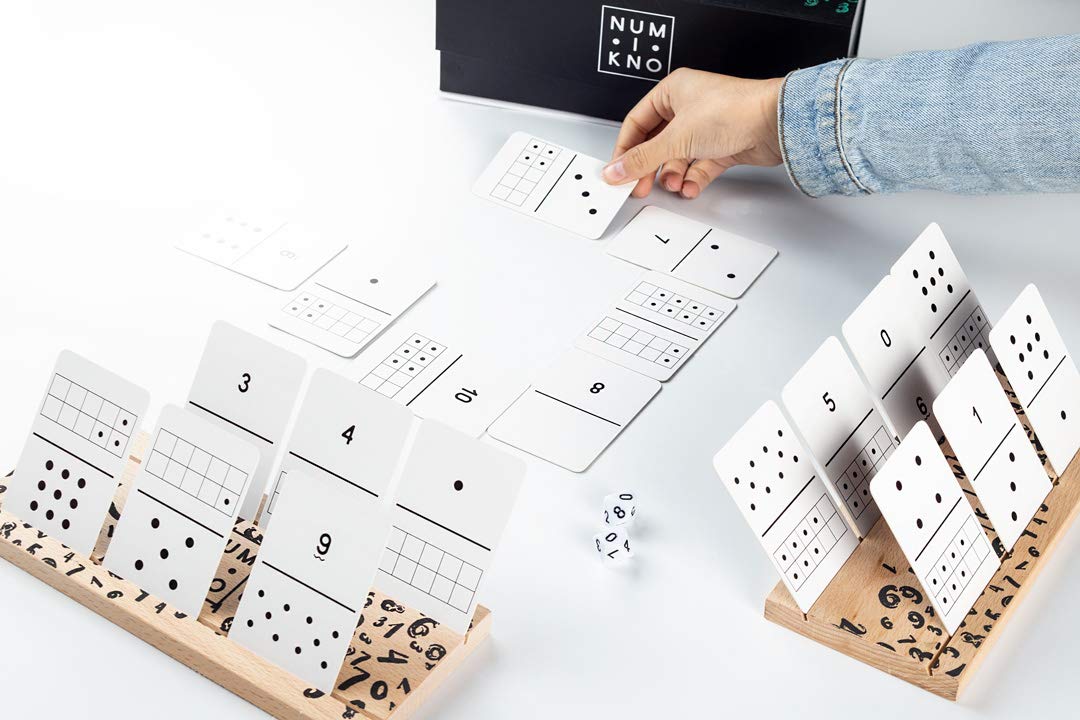 NUM-I-KNO- Cool math game set, fun way to learn and practice number recognition, addition, subtraction, multiplication and positive and negative numbers- All in one math toy