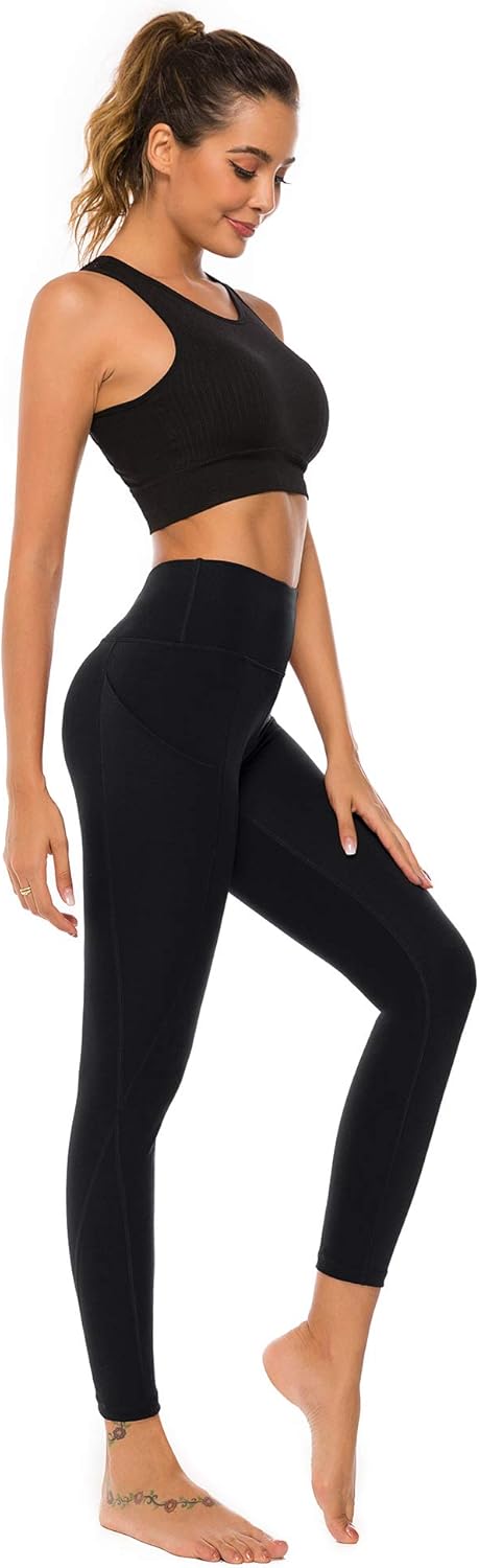 AOOM Workout Leggings with Pockets for Women, High Waist Leggings Yoga Pants Full-Length at  Women’s Clothing store