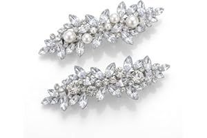 Elegant Rhinestone Hair Clips for Women - Sparkling Silver Crystal French Barrettes - Premium Bridal Hair Accessories for Wed