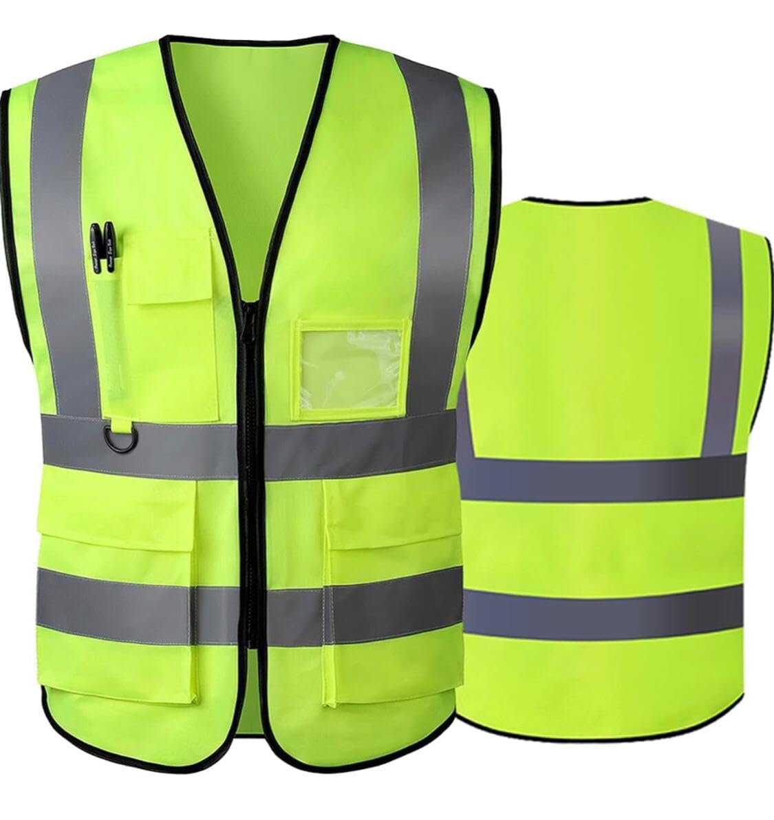 Visibility Hi Vis Vest Waistcoat equestrian high vis Safety, Hi Vis Vests for Women & Men High Visibility Reflective (Green, XL)