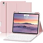 SQBEBS Case with Keyboard for iPad Air 11 inch M3/M2 (2025/2024), iPad Air 5th/4th Generation 10.9 inch (2022/2020), Detachable Bluetooth Keyboard, Stand Folio Cover with Pencil Holder, Light Pink