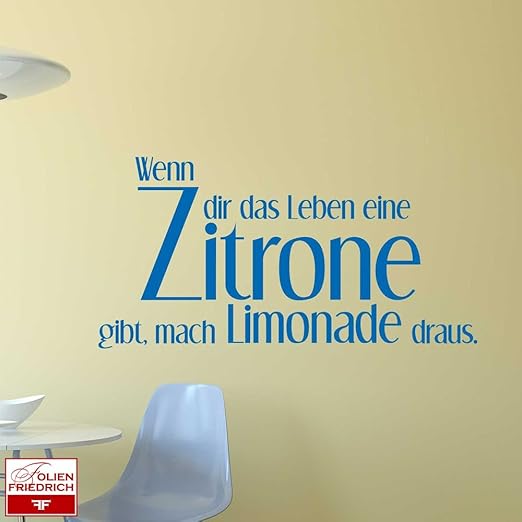 Wandtattoo Spruche W673 Wenn Dir Das Leben Eine Zitrone Gibt Dann Mach Limonade Daraus 115x58 Cm Violett Amazon De Kuche Haushalt