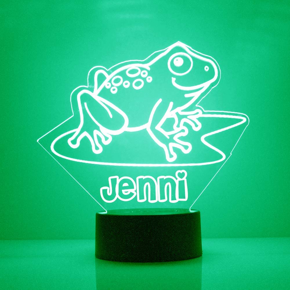 Frog Custom LED Sign Night Light Lamp with Remote - Personalized Name or Image Display, Clear Acrylic Light Up Home Decor, 16 Colors & 4 Modes - Made in The USA