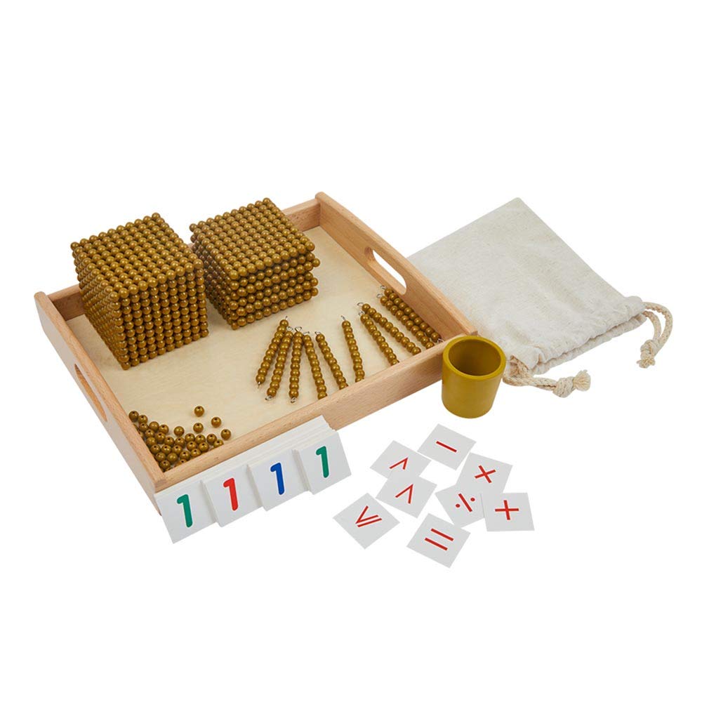 Photo 1 of Kghios Montessori Math Beads Toys Materials for Toddlers Golden Beads and Cards Materials Bank Game Thousand Cube Decimal System Mathematics Teaching Materials Baby Preschool Education Toys