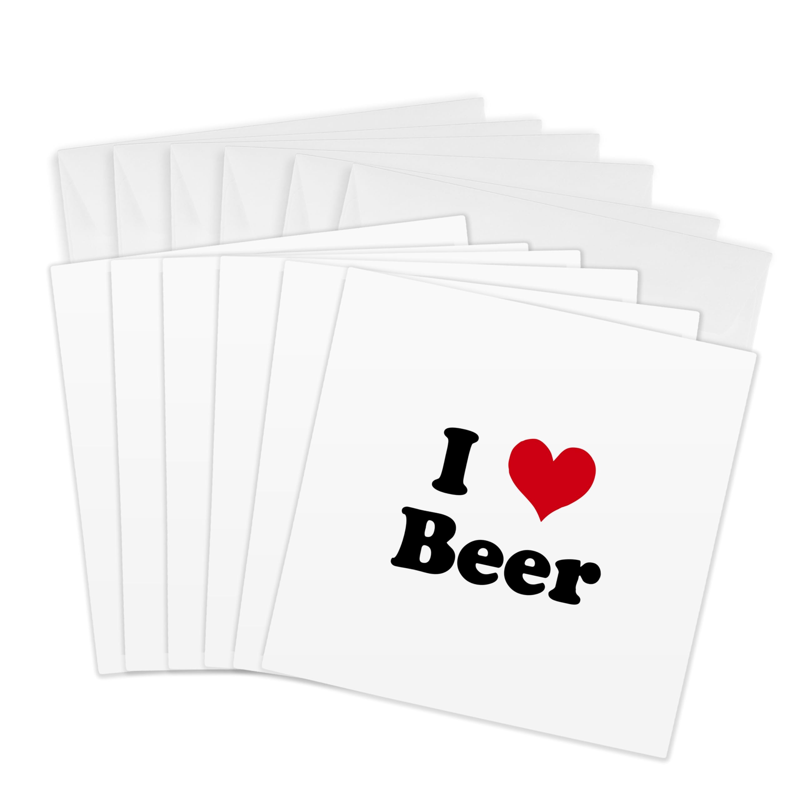 3dRose gc_16616_1 6 x 6-Inch "I Love Beer" Greeting Card (Pack of 6)