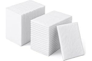 BRUISLARD 40 PCS White Non Woven Pads, Light Duty Scouring Pad, Abrasive Surface Scrubber, Non Scratch Scrubbing Pad, Multi Scouring Sponge for Home Workshop Cleaning Polishing(4 x 6 Inch)