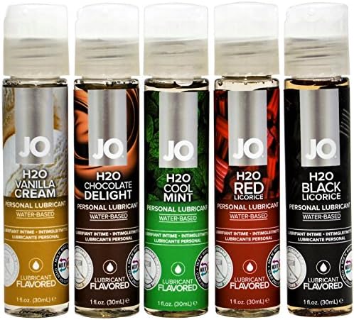 JO H2O 1 oz. Flavor Variety Pack of 5 - Vanilla Cream, Chocolate Delight, Cool Mint, Red Licorice, Black Licorice