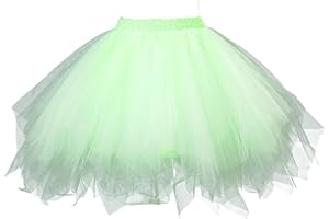 MIZHOME Womens Soild Color Tutu Skirt Layered Tulle Skirt Adult Halloween Costumes