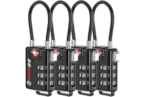 TSA Approved Cable Luggage Locks, Re-settable Combination with Alloy Body