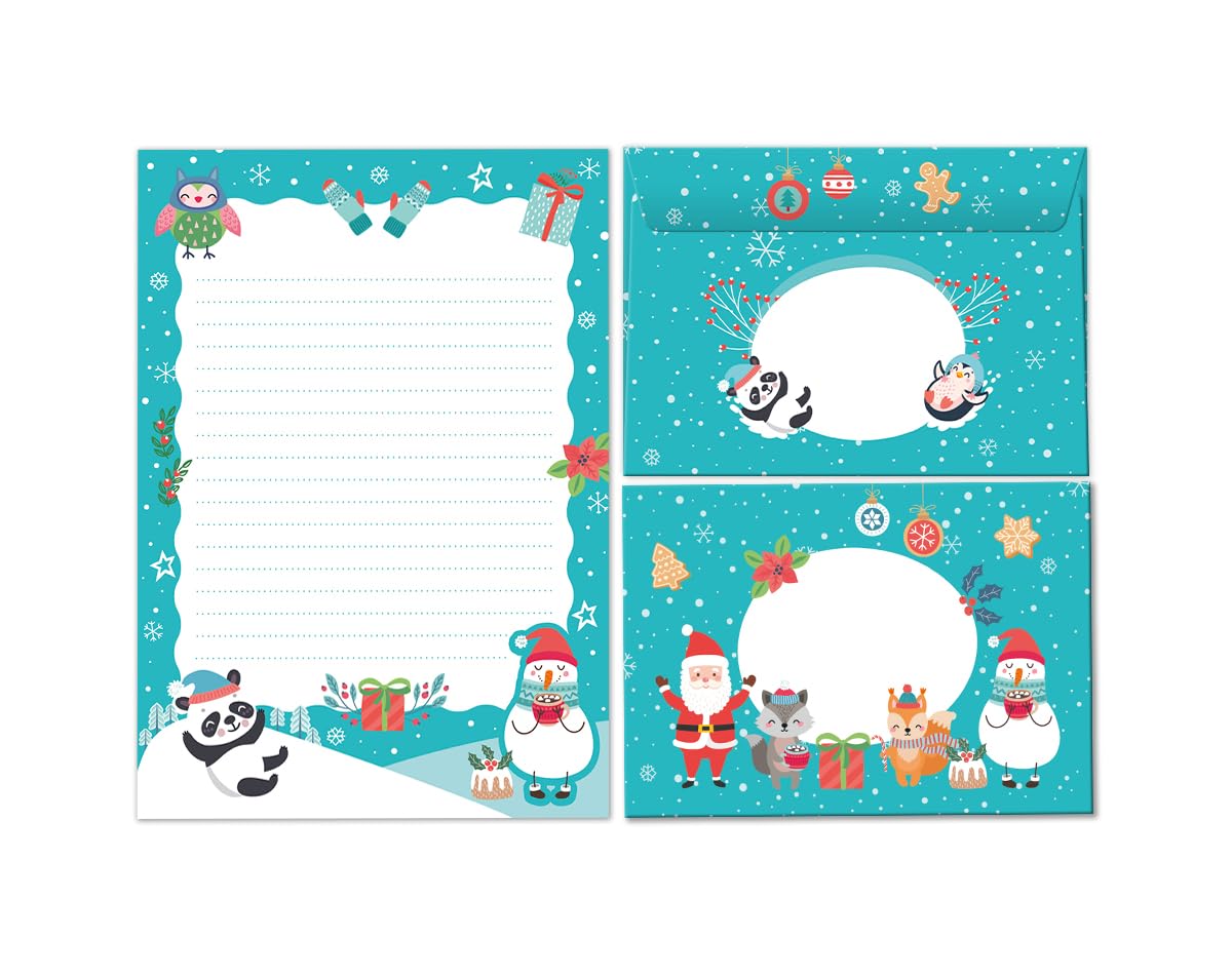 Letter Paper Set Snowman Christmas Panda Letter Pad with Envelope for Kids Girls Boys Christmas Stationery (Pad A5 with 25 Sheets + 15 Envelopes)