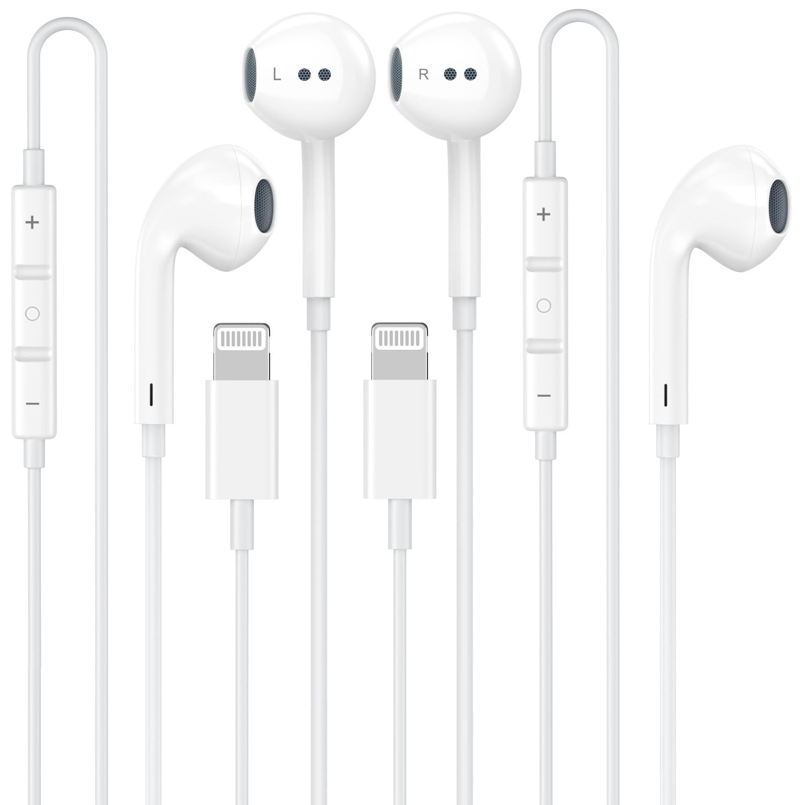 Photo 1 of 2 Pack Wired Headphones for iPhone Earbuds Built-in Microphone & Volume Control Nosie Reduction Headsets Compatible with iPhone 14/13/12/11/XR/XS/X/8/7/SE/Pro/Pro Max/Support All iOS System