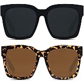 ANDWOOD Oversized Sunglasses for Women Big Large Square Wide Frame Shades Retro Trendy Fashion UV Protection