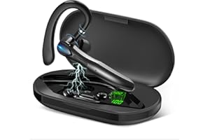 SISISM Bluetooth Headset, Wireless Bluetooth Earpiece with 300mAh Charging Case 50 Hours Talking Time Built-in Microphone for iOS Android Cell Phone, V5.3 Hand-Free Headphones for Trucker, Office, Black