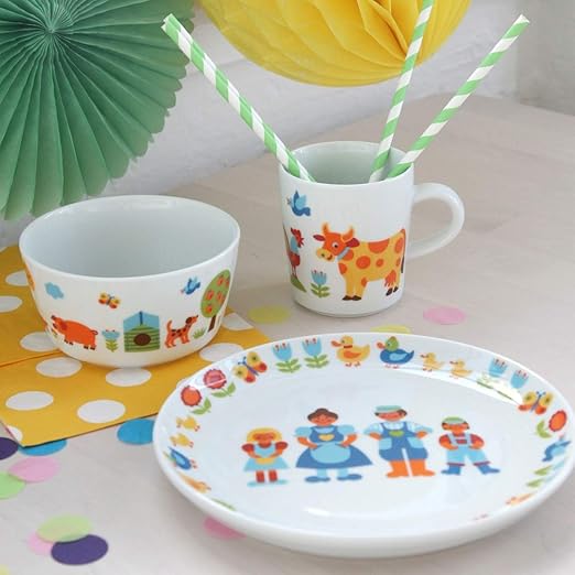 byGraziela Granja Juego Vajilla Infantil, 3 piezas, porcelana ...
