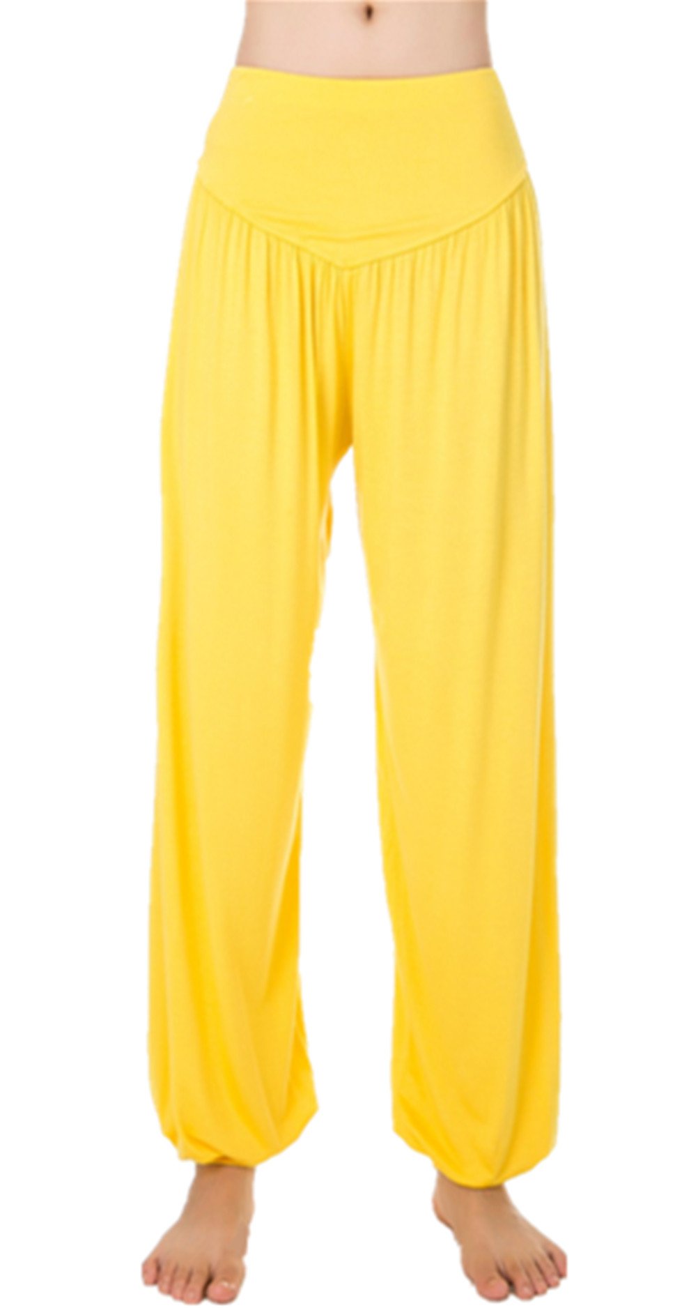 Photo 1 of (medium,long) LANMAY Women's Elastic Soft Modal Yoga Sports Pants Dance Harem Pants Medium Yellow