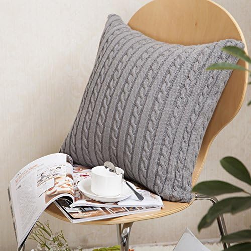 NuvoLe Home Knitted Decorative Pillow Cover, Soft & Cozy Throw Pillow Cover Case for 18"x18" Insert(Pillow Cover only, no Insert)