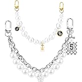 ZLSPTK 2Pcs Bag Extender Chain Metal Pearl Purse Strap Extenders for Handbags Crossbody Bag Silver Purse Extender Chain Purse Strap Replacement White Purse Accessories Bag Charms Mobile Phone Case