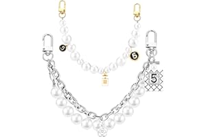 TMTAINS ZLSPTK 2Pcs Bag Extender Chain Metal Pearl Purse Strap Extenders for Handbags Crossbody Bag Silver Purse Extender Chain Purse Strap Replacement White Purse Accessories Bag Charms Mobile Phone Case