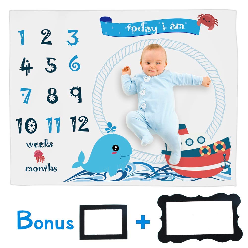 personalized baby boy milestone blanket