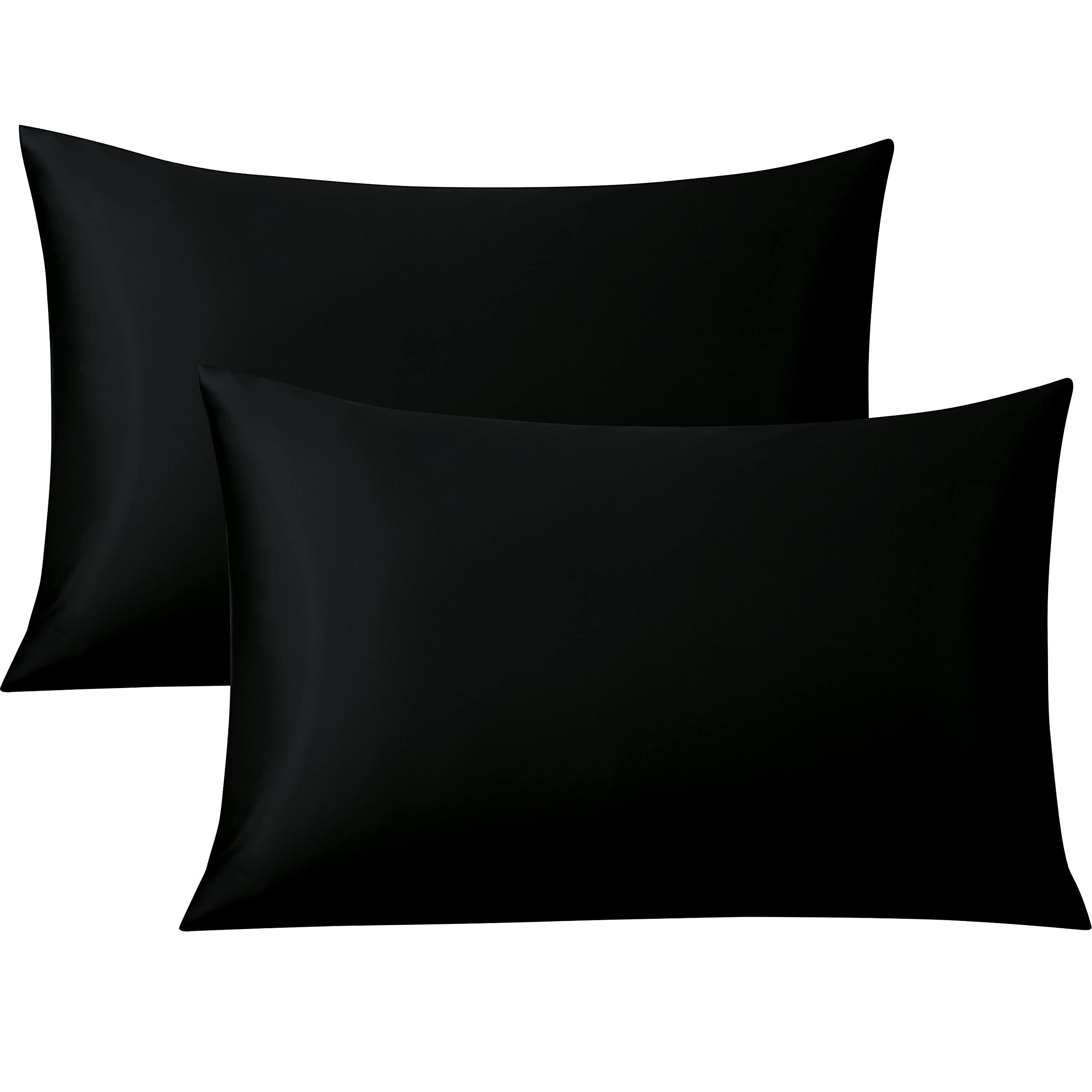 FLXXIE 2 Pack 500 Thread Count 100% Egyptian Cotton Pillowcases, Super Cozy and Breathable Queen Pillow Cases with Envelope Closure, 50x75 cm, Black