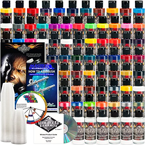 Createx 66 Wicked Colors 2oz Complete Colors Airbrush Paint Set How