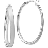 The Black Bow 5mm Satin Wavy Oval Hoop Earrings in Sterling Silver, 49mm (1 7/8 in)