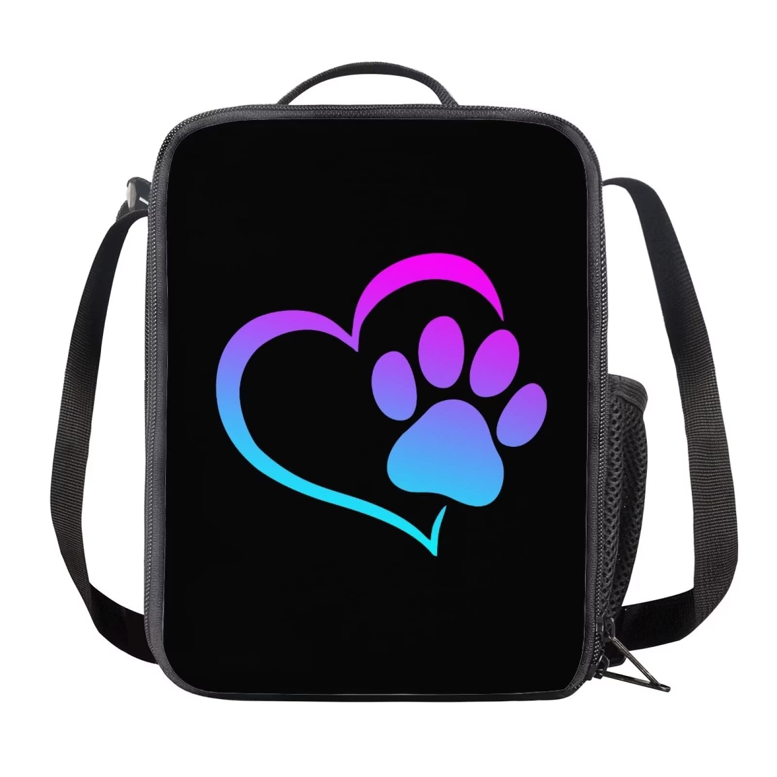 HELLHERO Dog Paw Print Lunch Bag Insulated Lunch Box Lunch Tote Bags Reusable Storage Pouch Meal Holder for Women Men Teen Girls Boys Kids Work Picnic School Travel