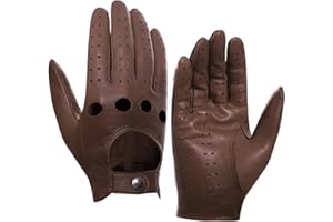 Harssidanzar Men's Leather Driving Gloves, Soft Unlined Gloves, GM026CA
