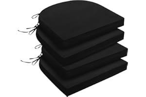 downluxe Outdoor Chair Cushions, Waterproof Round Corner Memory Foam Seat Cushions with Ties for Garden Patio Funiture, 17" x