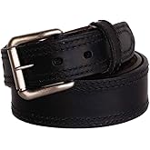 R.G. BULLCO Men's 1-3/4"-1-1/2" Premium Leather Black Belt w. Double Edge Trim