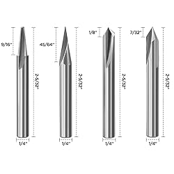 MNA Engraving CNC Wood Carving Router Bit Set, 4
