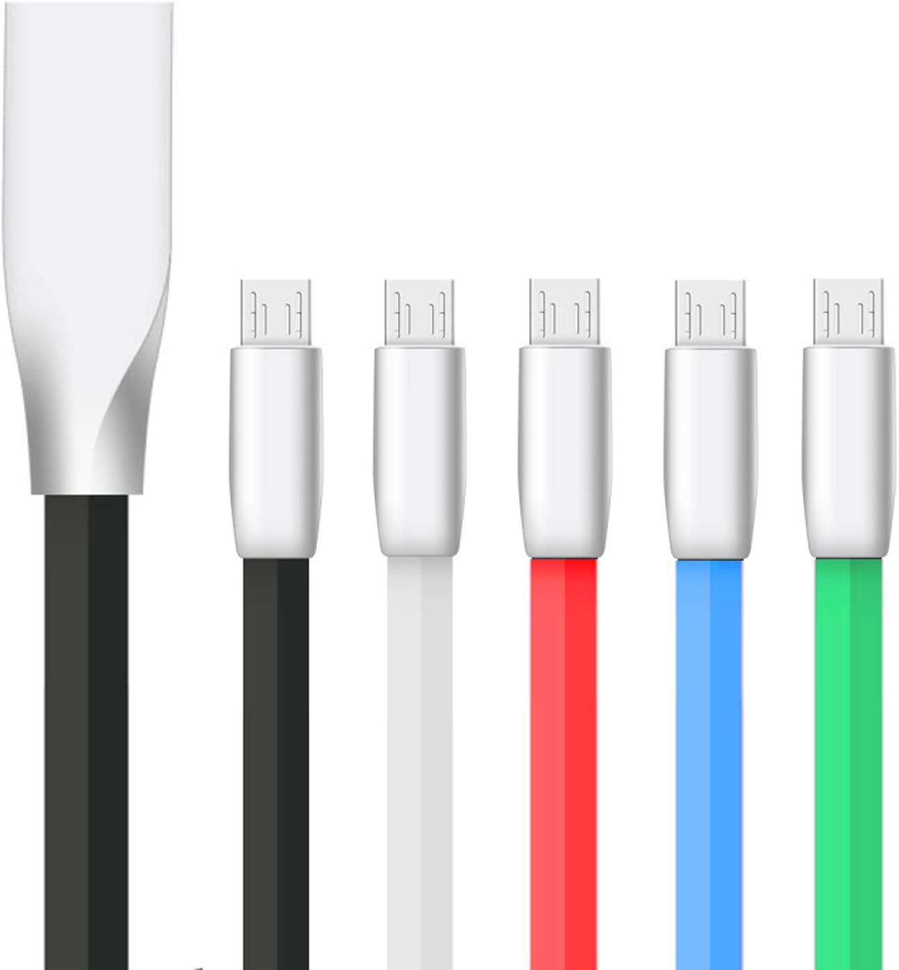 Sweet Tech Pack of 5 Assorted Micro USB Sync Charge Cable 3D Alloy for Vivo V5 / V5 Lite / V5 Plus/Vivo X7 / Vivo X7 Plus/Vivo X9 / Vivo X9 Plus/Vivo XPlay6 / Vivo Y21L / Vivo Y66 / Vivo Y67