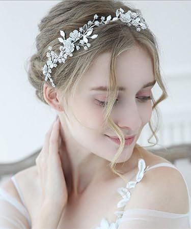 Amazon Com Fxmimior Bridal Wedding Flower Headpiece Hair Vintage