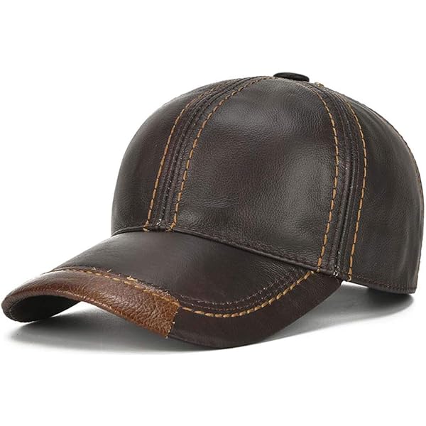Mascorro Men's Flat Top Genuine Leather Biker Cap with Chain