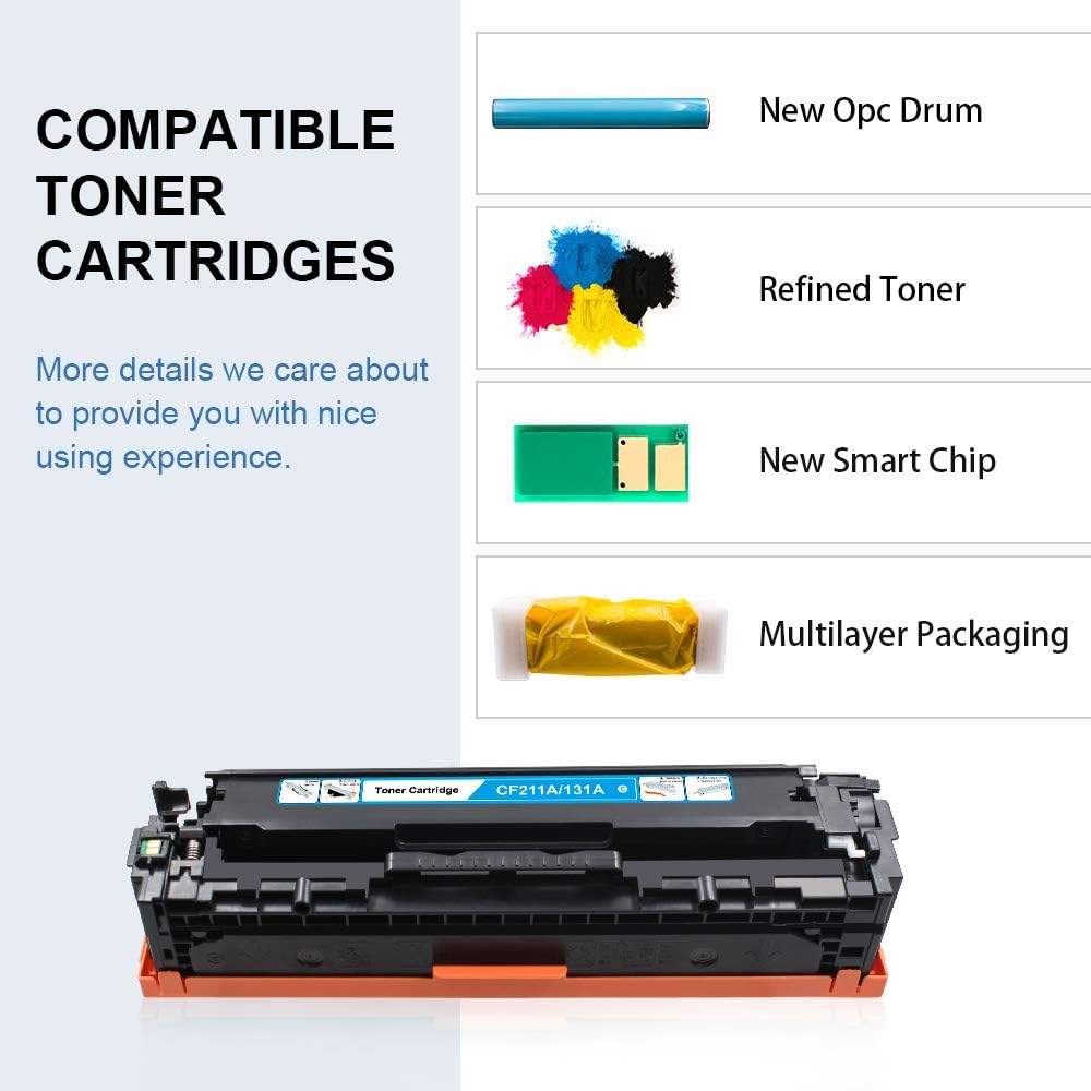GPC Image 131X Toner Cartridges Compatible for HP 131X Toner for HP LaserJet Pro 200 color MFP M276n M276nw M251n M251nw CF210X CF211X CF213X CF212X (Black Cyan Magenta Yellow - Image 4