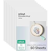 Cricut Printable Vinyl - 50 Count, US Letter Size (8.5in x 11in) - Compatible with Cricut Maker, Explore, & Joy Xtra Machines
