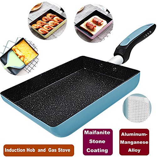 Tamagoyaki Japanese Omelette Pan/Egg Pan - Non-stick Coating - Rectangle Frying Pan Mini Frying Pan â€“ Blue