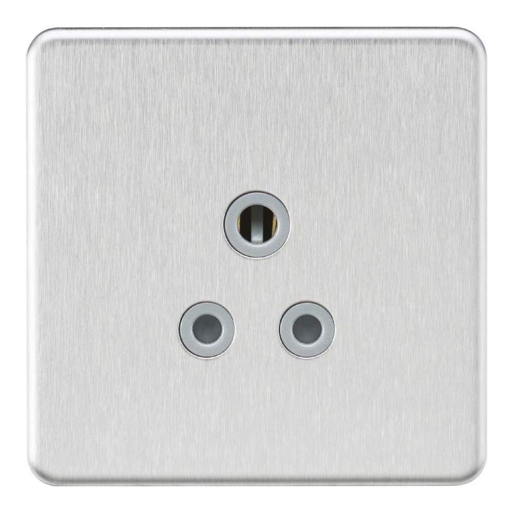 Knightsbridge SF5ABCG Screwless Unswitched Round Socket, Silver