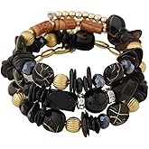 Jewellify Women Beaded Bracelet Set | Colorful Boho Stackable Trendy Design with Crystal Accents Multilayer Bangle Bracelet | Fashion Stretch Braclets Jewelry for Women