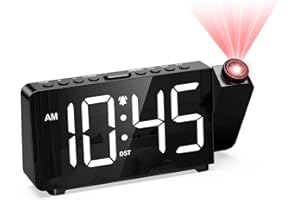 ORIA Projection Alarm Clock, Digital Alarm Clock for Bedroom with 180° Projector, Large Display Digital Clock, LED Clock with Adjustable Brightness & Volume, Snooze, DST, for Seniors Heavy Sleepers