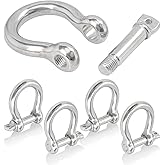 Biugaaufai 5 PCS 5/8 Inch D Ring Shackles, 304 Stainless Steel Anchor Shackle, 16 mm Screw Pin Anchor Shackles for Towing, Industrial, Outdoor, Vehicle Recovery(Breaking Load: 41876 lbs)