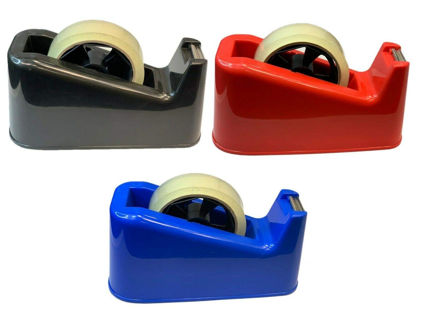 PaulStore Large Tape Dispenser Heavy Duty Desktop Office SELLOTAPE CELLOTAPE Pack Holder (Black)