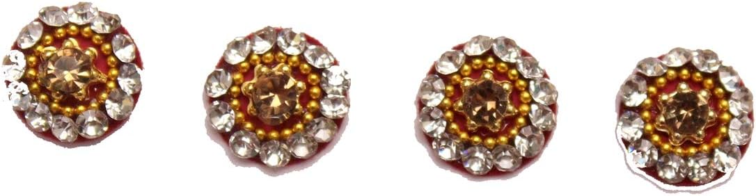 Glamorous Collection Bindis Gold Round Bridal 8 mm Wedding Indian Bollywood Bindi Face Jewels