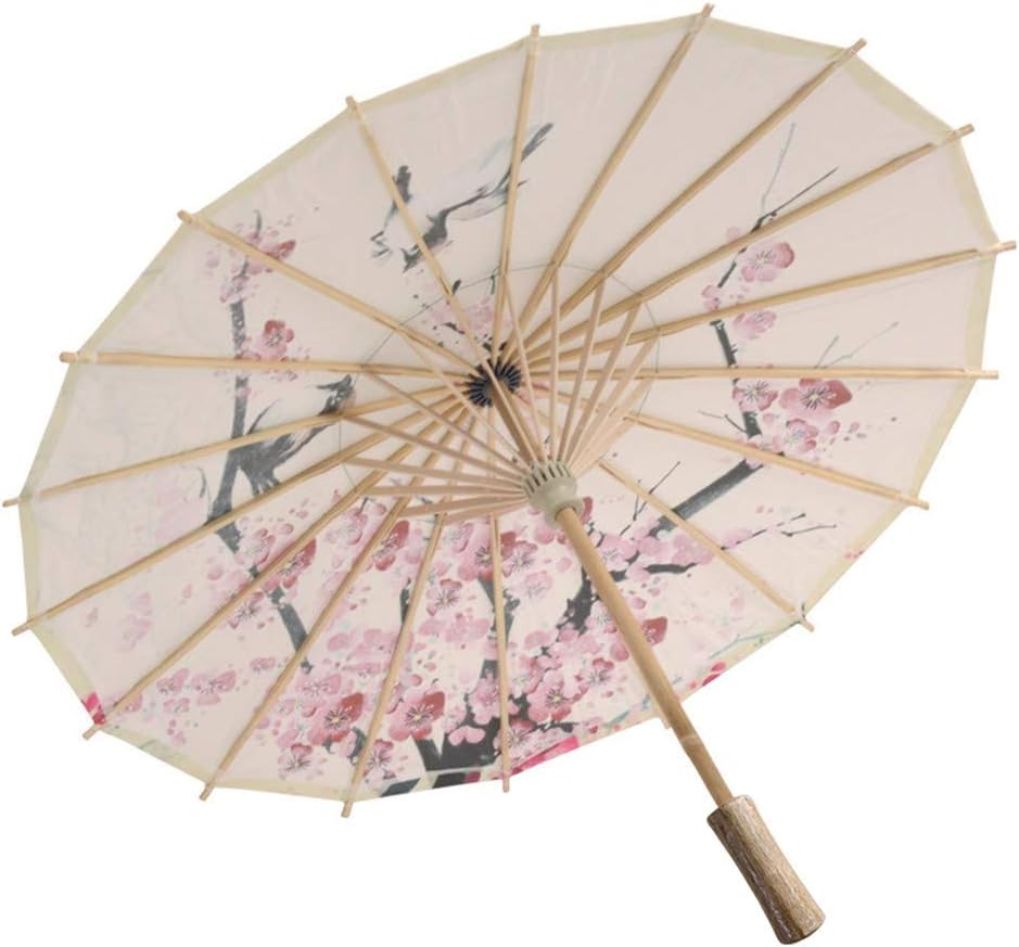Chinese/Japanese Floral Parasol Geisha Umbrella Parasol for Adult Wooden Rib Satin Fabric 211 Density Classical and Traditional Pattern