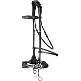 Exion Hackamore Bridle for Horses &ndash; Anatomical Bitless &amp; Rubber Reins | Dual-Strap Crown, Padded Anatomic Noseband, Stainless Steel Shanks &amp; Rubber Reins
