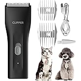 Grimgrow Dog Grooming Kit Clipper for Thick Coat Low Noise Cordless Cat Hair Trimmer Rechargeable Shaver Pet Grooming Tools for Small and Large Animals
