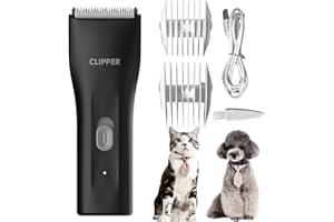 GRIMGROW Dog Grooming Kit Clipper for Thick Coat Low Noise Cordless Cat Hair Trimmer Rechargeable Shaver Pet Grooming Tools for Small and Large Animals